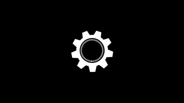 Circular gear rotates clockwise on a black background