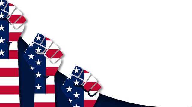 American Flag Raised Fists Symbolizing Freedom and Emancipation Day Celebration.