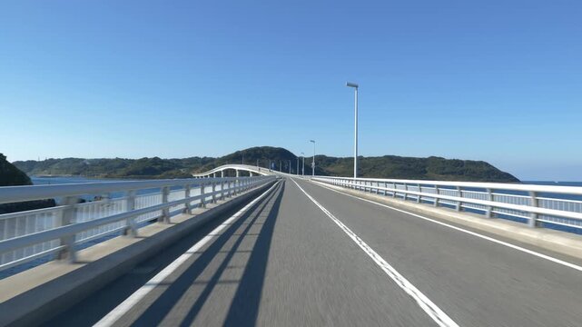 山口県下関市の名所『角島大橋』を通行する自動車の等倍速車載映像（対向車あり）
