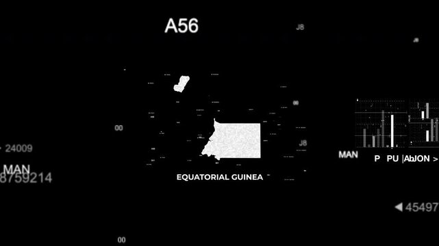 Equatorial Guinea map animation showcasing economy, infrastructure, technology, population, energy, trade, and national development data for presentations, films, documentaries, and motion graphics.