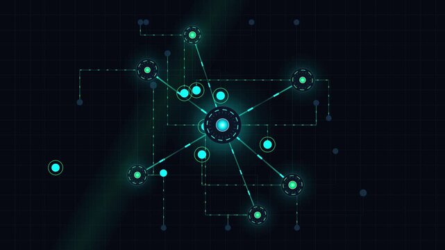 Glowing Digital Network Nodes Connecting Data Points in Cyber Space