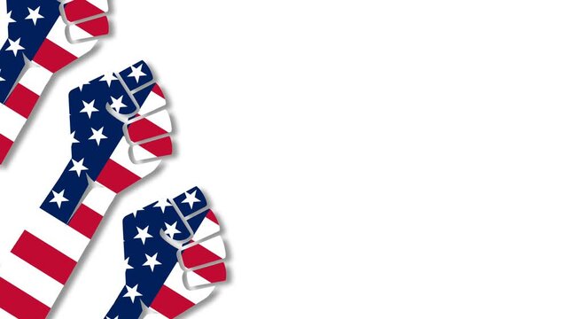 Patriotic American Flag Raised Fists Symbolizing Freedom and Emancipation Day Celebration.