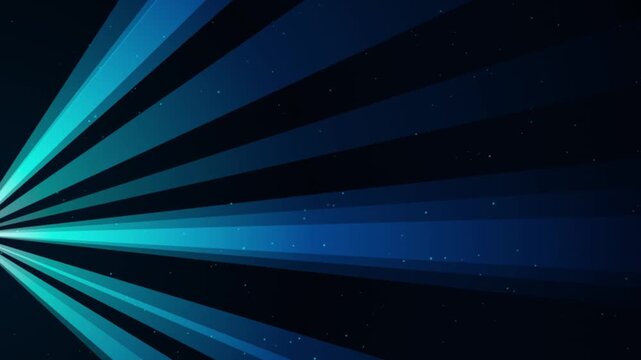Abstract blue and teal rays emanate from left on dark starry background with subtle particle motion dynamic background footage.