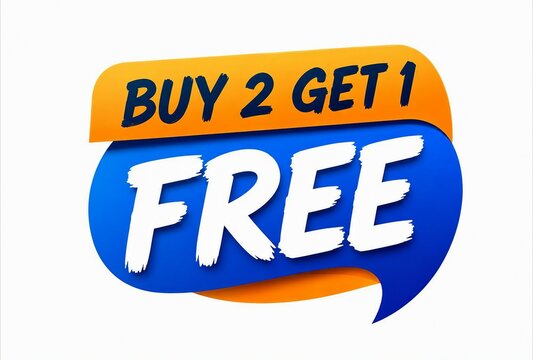 Buy 2 get 1 free promotional banner with speech bubble design
