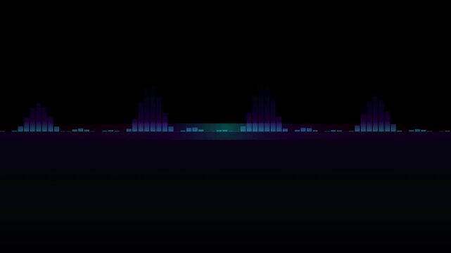 Audio equalizer animation for music and soundwave, with dark background for music, dance, and party themes, sound wave motion footage, visualizer clip.