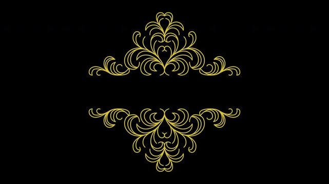 Elegant golden ornamental frame elements on a black background.