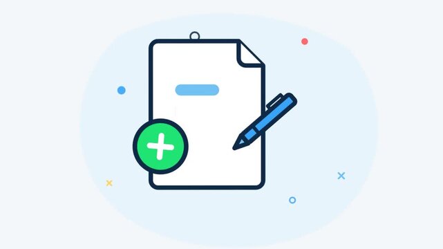 Animated vector illustration of document creation process for business digital workflow app
