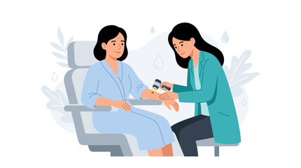 Obraz premium Dermatologist Examines Patient's Skin for Moles and Abnormalities Using Dermatoscope - Vector Illustration