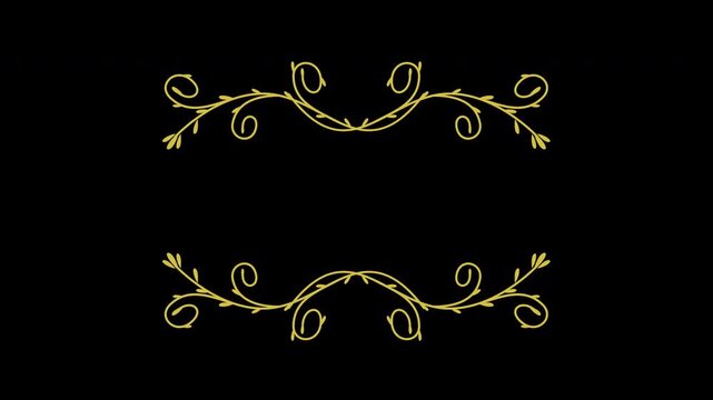 Golden ornamental flourish dividers on black background.