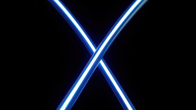 abstract electric blue neon lines intersecting forming geometric shape on matte black background perfect for modern tech advertising header design