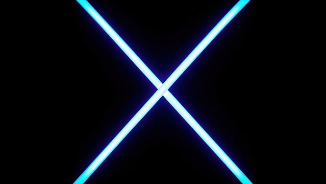 abstract electric blue neon lines intersecting forming geometric shape on matte black background perfect for modern tech advertising header design