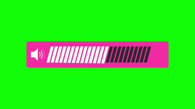 Volume Level Indicator Bar Animation Pink Interface Element on Chroma Key Green Screen High Quality Asset