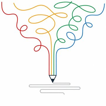 Colorful abstract doodle illustration with marker pen drawing on paper
