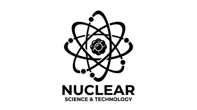 Black and white logo featuring a stylized atom with orbiting electrons and a central nucleus, accompanied by the text 'NUCLEAR SCIENCE & TECHNOLOGY' below.