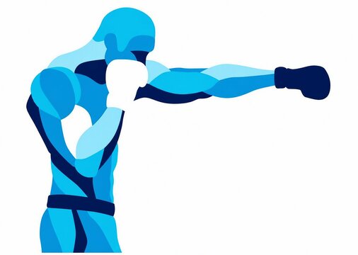 Athlete performing boxing punch with focus and strength