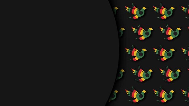 African Heritage Emancipation Day Background with Colorful Bird Pattern and Copy Space.