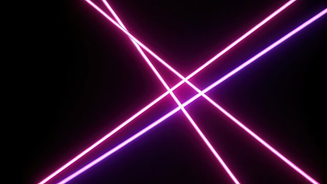 abstract neon light beams intersecting on black background futuristic gradient glowing pink purple studio setting for modern tech banner ad