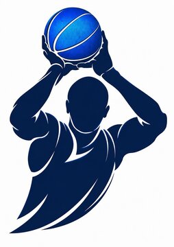 Basketball player holding ball ready to dribble in dynamic pose