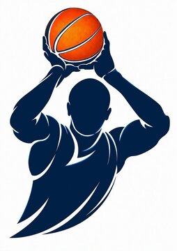 Basketball player dunking with dynamic silhouette style