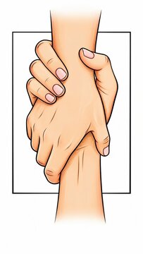 Two hands clasped together in a friendly handshake gesture