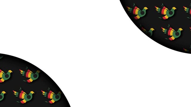 African Heritage Emancipation Day Background Loop with Colorful Bird Pattern.