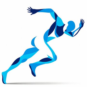 Athlete diving forward in dynamic running pose