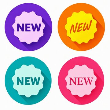 Colorful new badge icons with vibrant gradient backgrounds