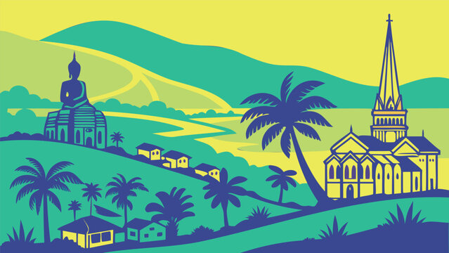 Phuket Panoramic Cityscape Silhouette Vector Art