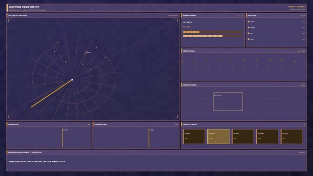 Marine Radar Vector PPI HUD Seamless Loop