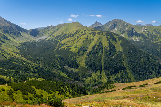 View of the Jarząbcza Valley from Trzydniowiański Wierch. Western Tatras, Tatra National Park, Zakopane, Poland