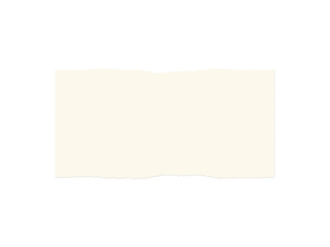 A rectangular piece of cream colored paper with torn edges on white background