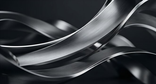 Modern Dark Brushed Metallic Waves Abstract Background Render