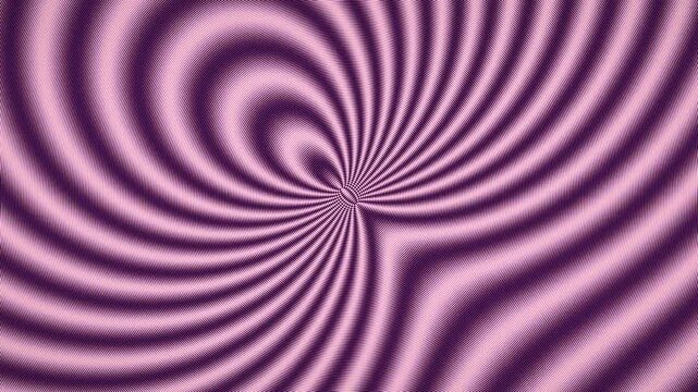 Hypnotic pink moir&eacute; patterns swirl in spirals with fluid motion. Psychedelic candy-colored optical illusions pulse rhythmically. Abstract animated graphics for creative projects and visual.
