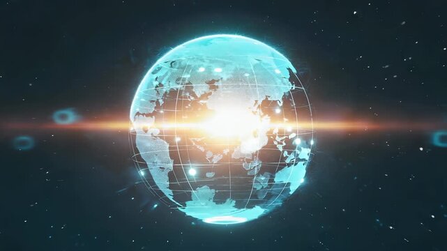 Futuristic Globe Visualization &ndash; Digital Earth Network with Data Connection, Global Communication Technology Concept