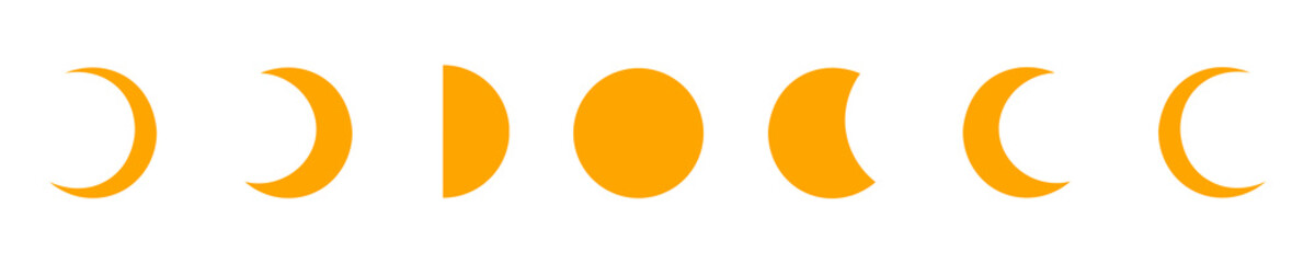 Orange Moon Phase Illustration Set Isolated on Transparent Background PNG Lunar Vector Symbols © House of Designs