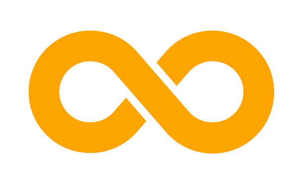 Orange Infinity Symbol Icon Isolated on Transparent Background PNG Endless Loop Vector Shape