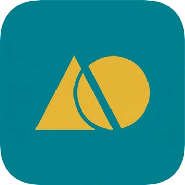 Abstract Geometric Triangle and Circle Logo on Teal Background
