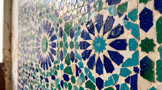 mosaic moroccan tile islamic art moroccan mosaic tile work geometric pattern arabic tile traditional tile oriental art zellige tile mosaic wall blue tile turquoise tile green tile