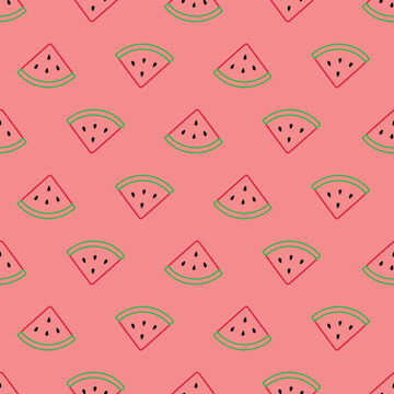 Vector seamless pink pattern paper with watermelon slices