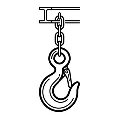 Fototapeta premium Steel Crane Hook and Chain Construction Icon