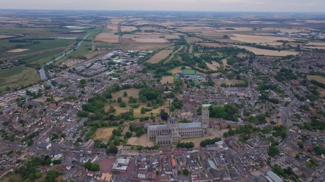 Descending aerial shot over Ely