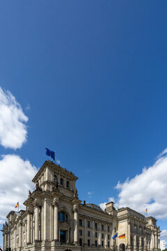Reichstag Building in Berlin with European Union flag