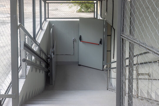 Wheelchair Platform Lift at Underground Bomb Shelter Entrance