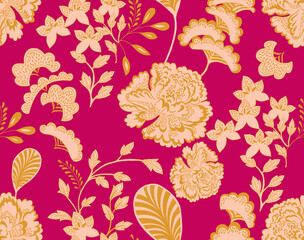 Vibrant Traditional Floral Botanical Pattern Design © Sumitra