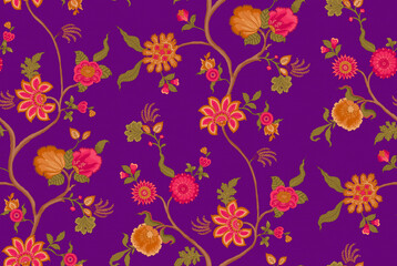 Vibrant Traditional Floral Botanical Pattern Design © Sumitra