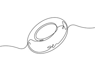Obraz premium A single continuous line drawing of a life preserver floating on water symbolizing summer safety and fun