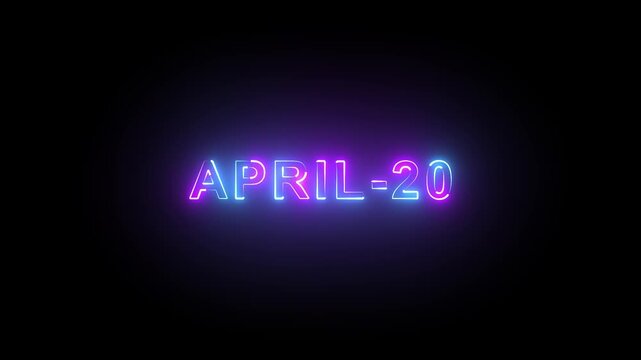 Neon April 29 date glowing in dark futuristic digital countdown celebration event background