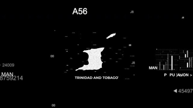Trinidad and Tobago map animation showcasing economy, infrastructure, technology, population, energy, trade, and national development data for presentations, films, documentaries, and motion graphics.