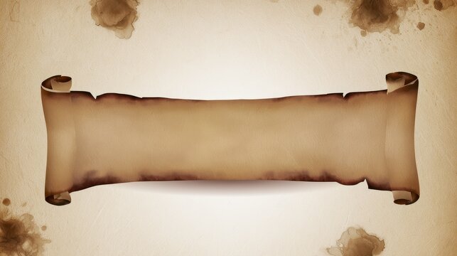 Antique parchment scroll banner with aged paper texture for vintage design projects