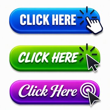 Click here call to action buttons with cursor effects in colorful capsule style